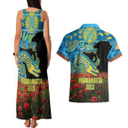 Personalised Parramatta Eels Rugby ANZAC Day Couples Matching Tank Maxi Dress and Hawaiian Shirt Last Post Poppy We Will Remember Them