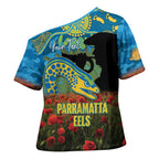 Personalised Parramatta Eels Rugby ANZAC Day Cross Shoulder Shirt Last Post Poppy We Will Remember Them