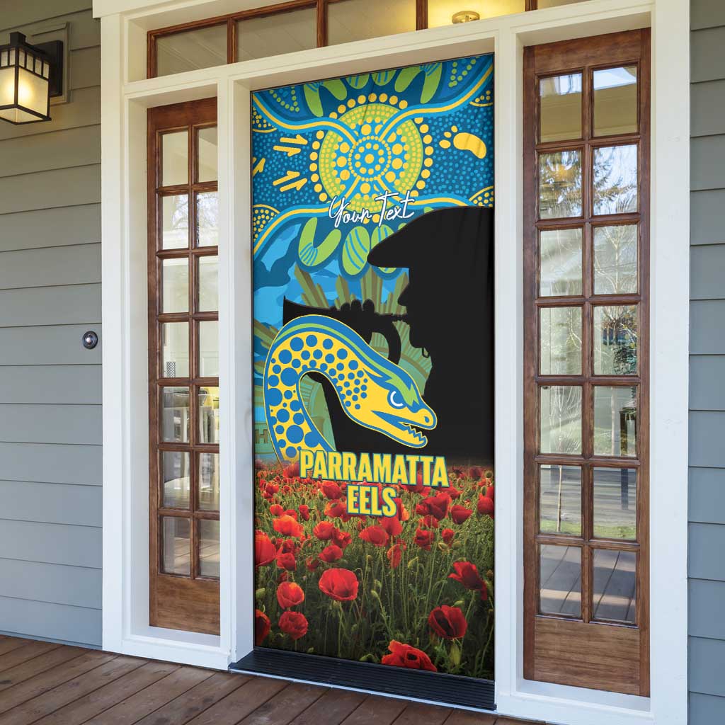 Personalised Parramatta Eels Rugby ANZAC Day Door Cover Last Post Poppy We Will Remember Them