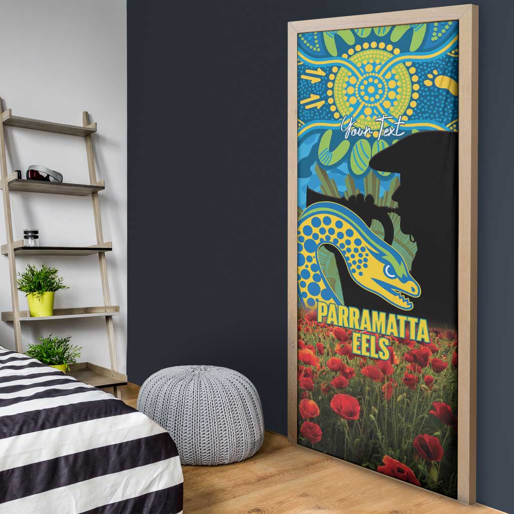 Personalised Parramatta Eels Rugby ANZAC Day Door Cover Last Post Poppy We Will Remember Them
