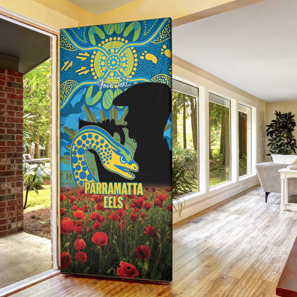 Personalised Parramatta Eels Rugby ANZAC Day Door Cover Last Post Poppy We Will Remember Them