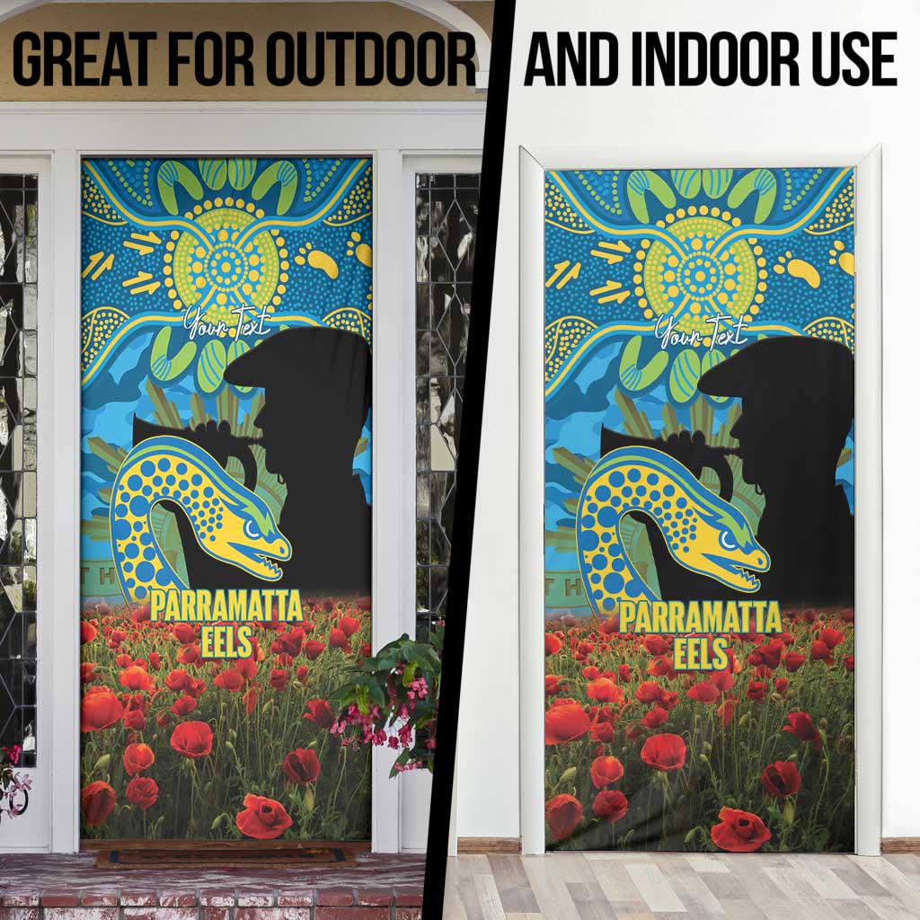 Personalised Parramatta Eels Rugby ANZAC Day Door Cover Last Post Poppy We Will Remember Them