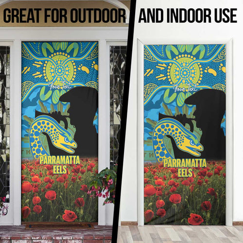 Personalised Parramatta Eels Rugby ANZAC Day Door Cover Last Post Poppy We Will Remember Them