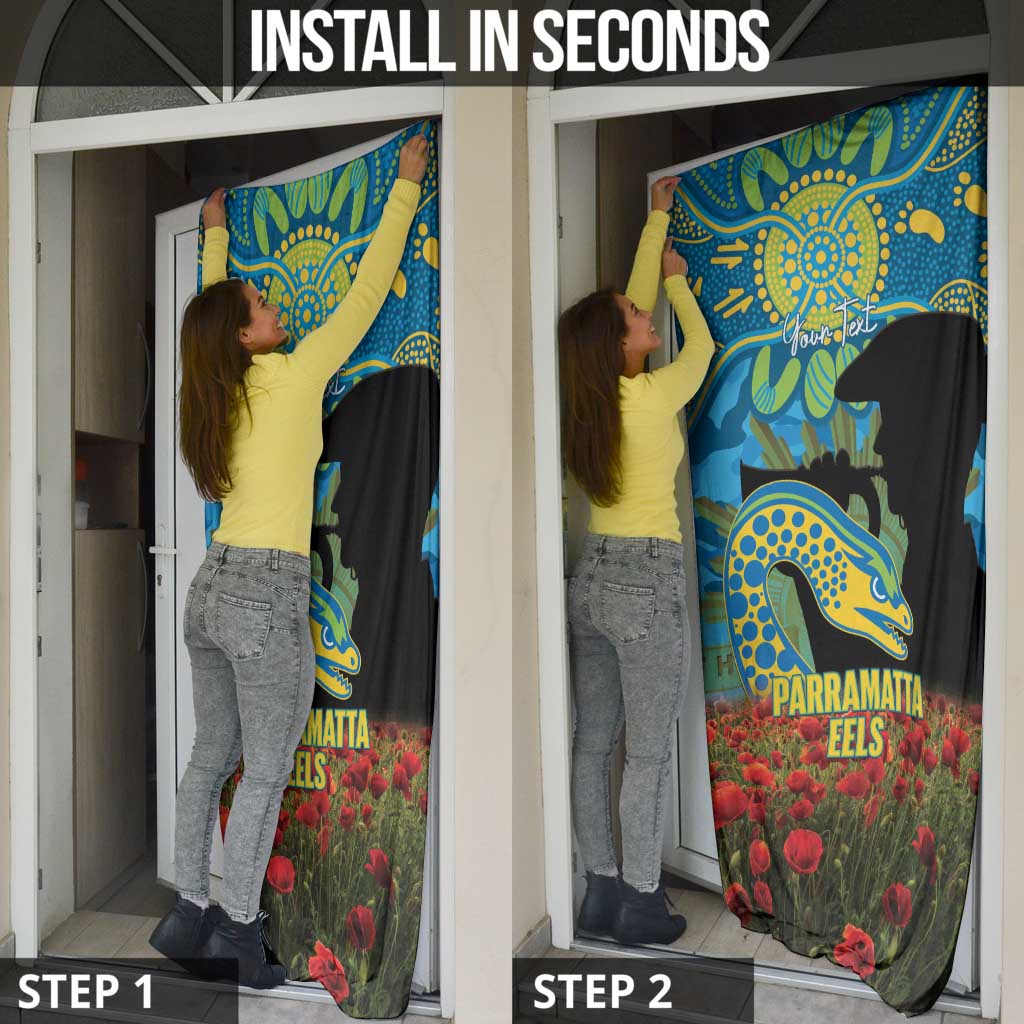 Personalised Parramatta Eels Rugby ANZAC Day Door Cover Last Post Poppy We Will Remember Them