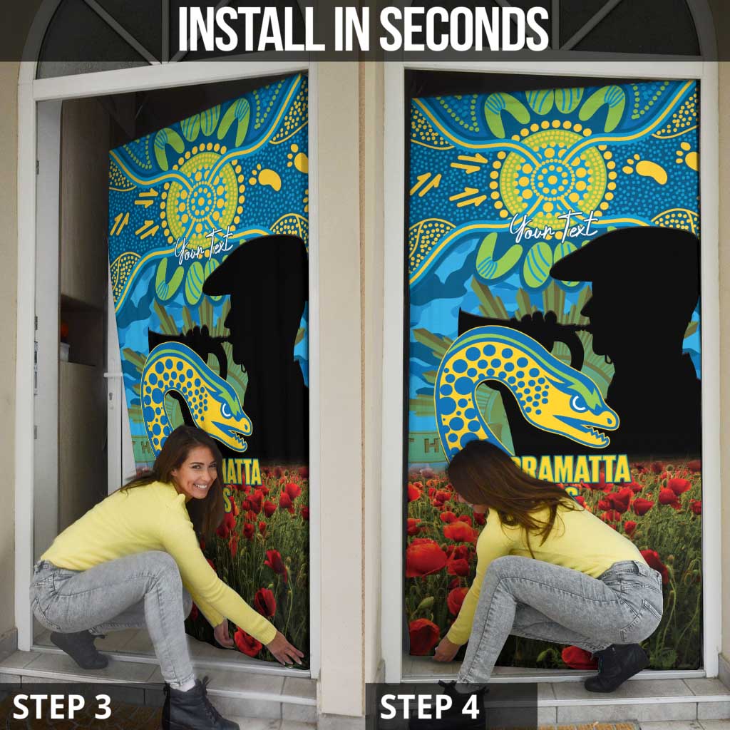 Personalised Parramatta Eels Rugby ANZAC Day Door Cover Last Post Poppy We Will Remember Them