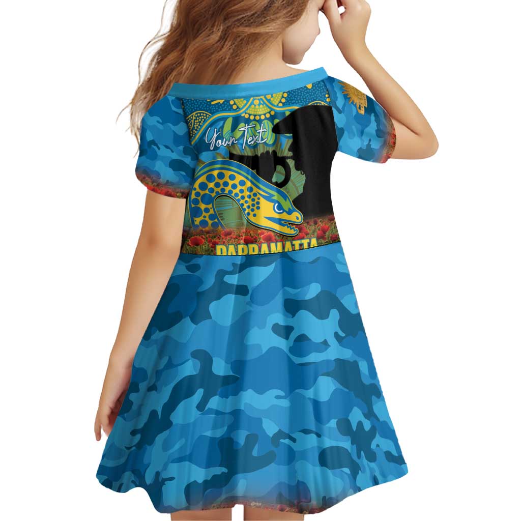 Personalised Parramatta Eels Rugby ANZAC Day Family Matching Long Sleeve Bodycon Dress and Hawaiian Shirt Last Post Poppy We Will Remember Them