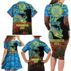 Personalised Parramatta Eels Rugby ANZAC Day Family Matching Long Sleeve Bodycon Dress and Hawaiian Shirt Last Post Poppy We Will Remember Them