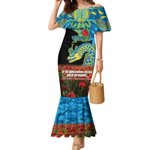 Personalised Parramatta Eels Rugby ANZAC Day Family Matching Mermaid Dress and Hawaiian Shirt Last Post Poppy We Will Remember Them