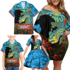 Personalised Parramatta Eels Rugby ANZAC Day Family Matching Off Shoulder Short Dress and Hawaiian Shirt Last Post Poppy We Will Remember Them