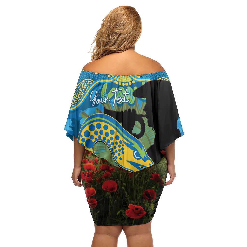 Personalised Parramatta Eels Rugby ANZAC Day Family Matching Off Shoulder Short Dress and Hawaiian Shirt Last Post Poppy We Will Remember Them