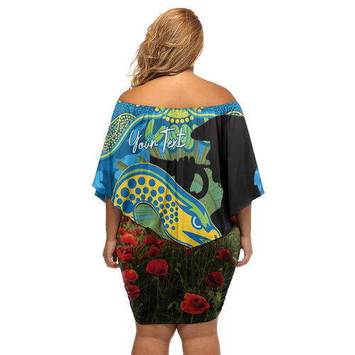 Personalised Parramatta Eels Rugby ANZAC Day Family Matching Off Shoulder Short Dress and Hawaiian Shirt Last Post Poppy We Will Remember Them