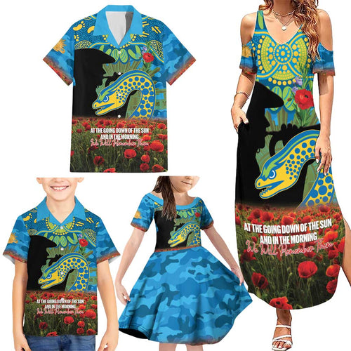 Personalised Parramatta Eels Rugby ANZAC Day Family Matching Summer Maxi Dress and Hawaiian Shirt Last Post Poppy We Will Remember Them