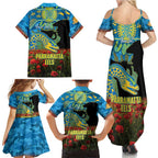 Personalised Parramatta Eels Rugby ANZAC Day Family Matching Summer Maxi Dress and Hawaiian Shirt Last Post Poppy We Will Remember Them
