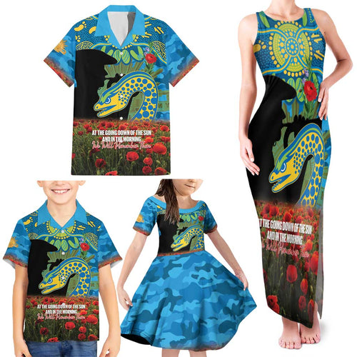 Personalised Parramatta Eels Rugby ANZAC Day Family Matching Tank Maxi Dress and Hawaiian Shirt Last Post Poppy We Will Remember Them