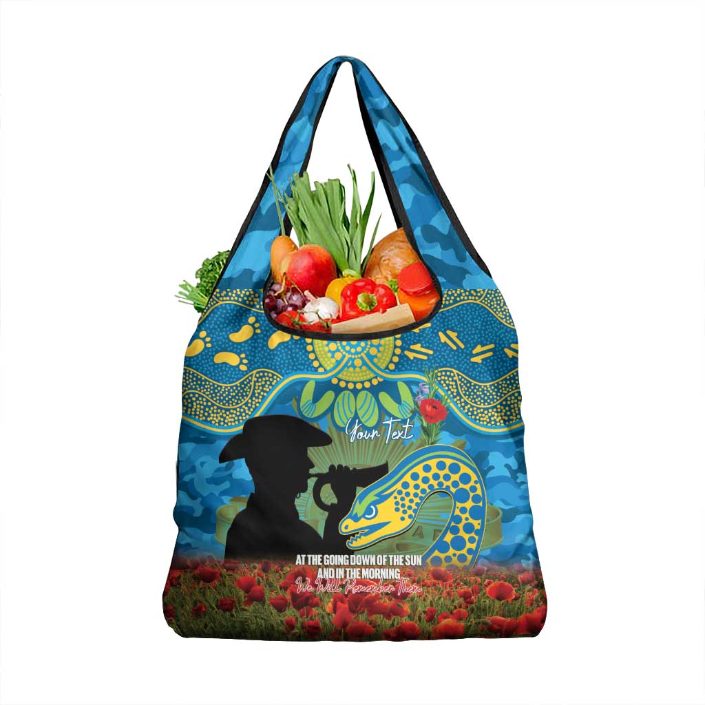 Personalised Parramatta Eels Rugby ANZAC Day Grocery Bag Last Post Poppy We Will Remember Them