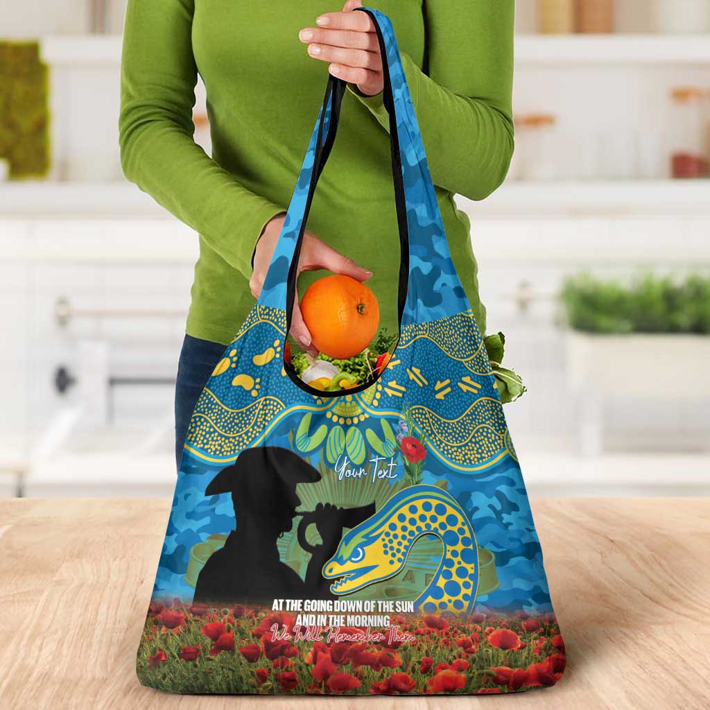 Personalised Parramatta Eels Rugby ANZAC Day Grocery Bag Last Post Poppy We Will Remember Them