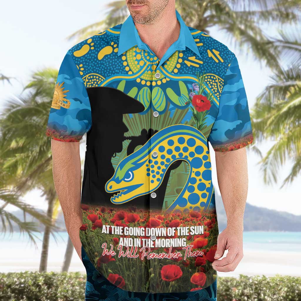 Personalised Parramatta Eels Rugby ANZAC Day Hawaiian Shirt Last Post Poppy We Will Remember Them