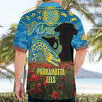 Personalised Parramatta Eels Rugby ANZAC Day Hawaiian Shirt Last Post Poppy We Will Remember Them