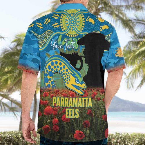 Personalised Parramatta Eels Rugby ANZAC Day Hawaiian Shirt Last Post Poppy We Will Remember Them