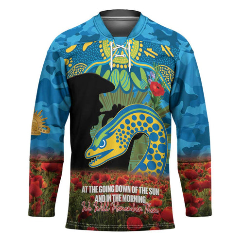 Personalised Parramatta Eels Rugby ANZAC Day Hockey Jersey Last Post Poppy We Will Remember Them