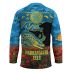 Personalised Parramatta Eels Rugby ANZAC Day Hockey Jersey Last Post Poppy We Will Remember Them