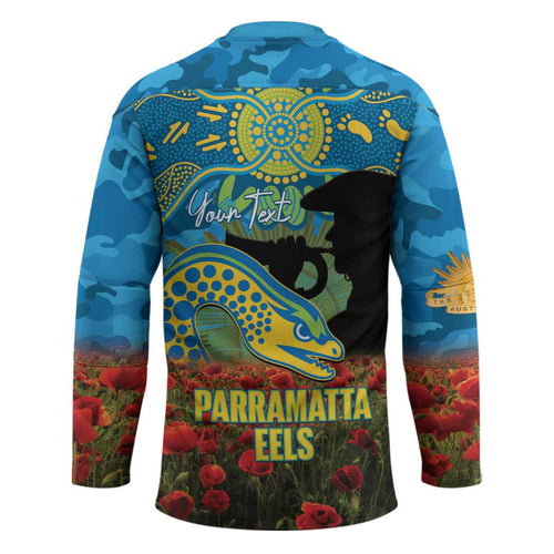Personalised Parramatta Eels Rugby ANZAC Day Hockey Jersey Last Post Poppy We Will Remember Them