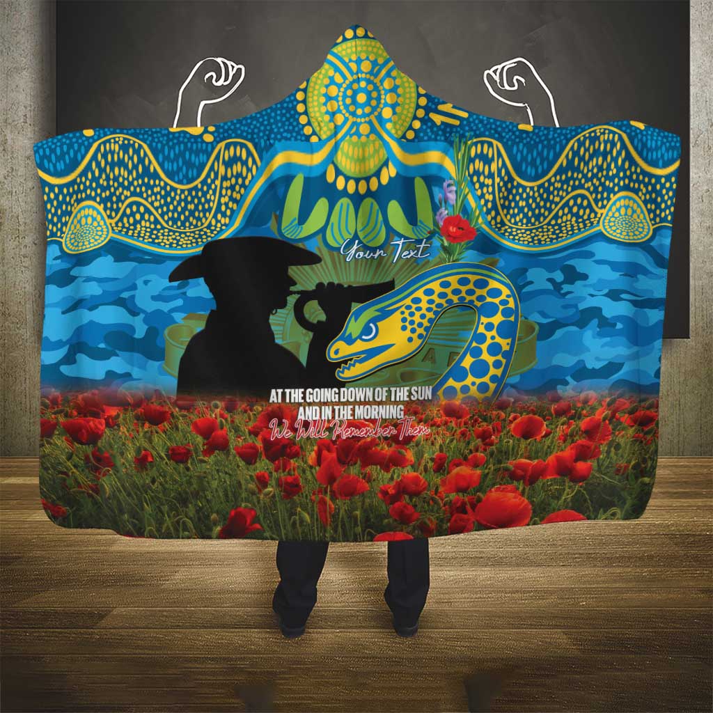 Personalised Parramatta Eels Rugby ANZAC Day Hooded Blanket Last Post Poppy We Will Remember Them