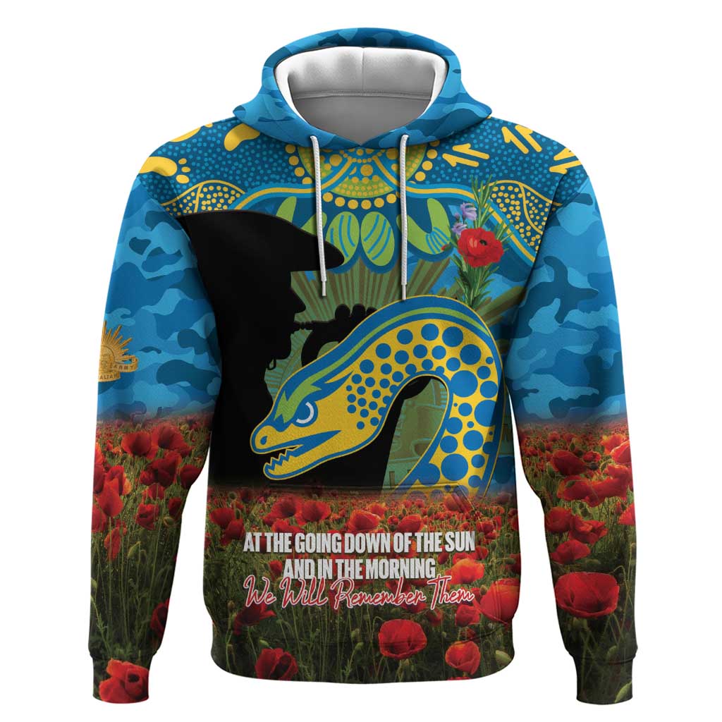 Personalised Parramatta Eels Rugby ANZAC Day Hoodie Last Post Poppy We Will Remember Them