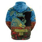 Personalised Parramatta Eels Rugby ANZAC Day Hoodie Last Post Poppy We Will Remember Them