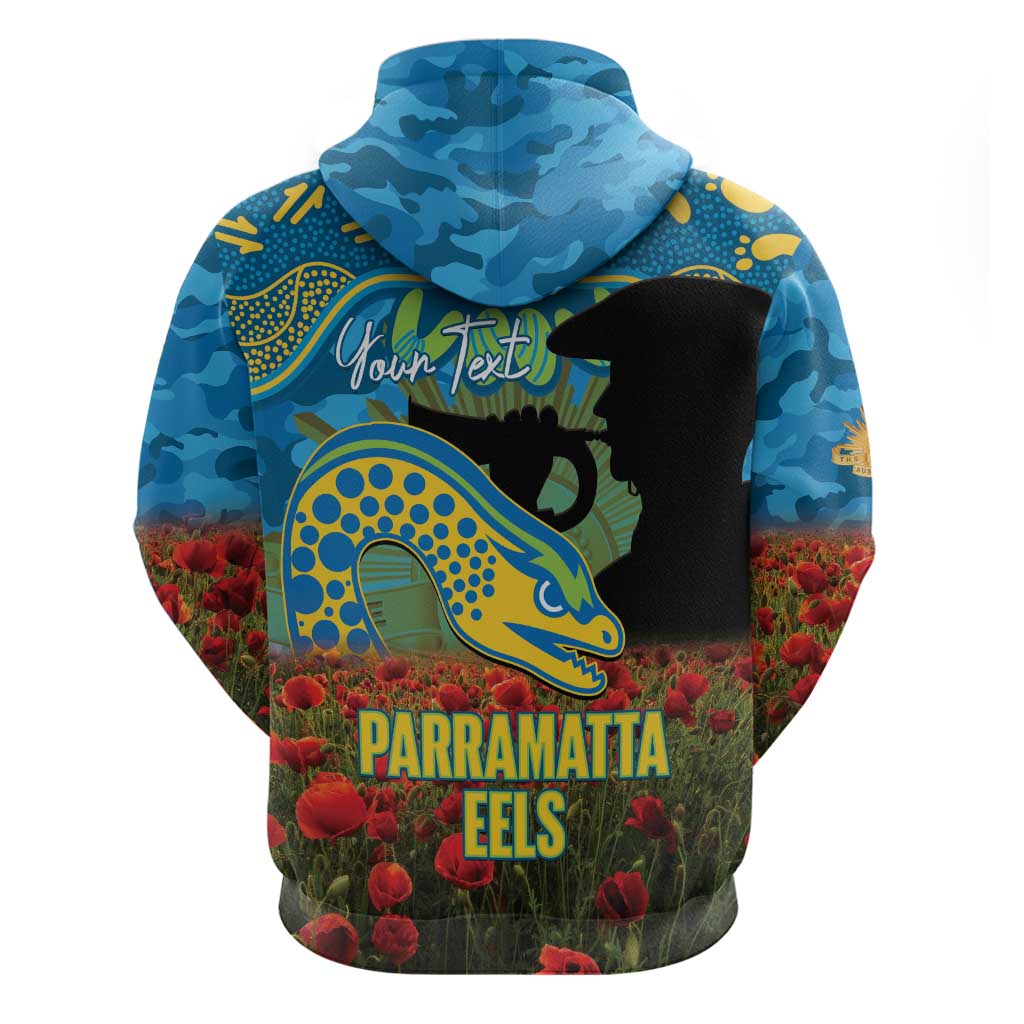 Personalised Parramatta Eels Rugby ANZAC Day Hoodie Last Post Poppy We Will Remember Them