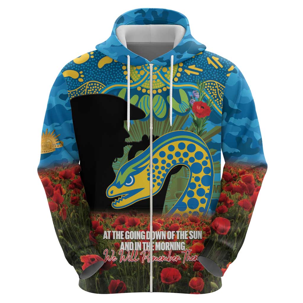 Personalised Parramatta Eels Rugby ANZAC Day Hoodie Last Post Poppy We Will Remember Them