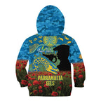 Personalised Parramatta Eels Rugby ANZAC Day Kid Hoodie Last Post Poppy We Will Remember Them