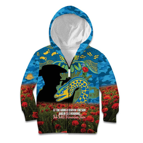 Personalised Parramatta Eels Rugby ANZAC Day Kid Hoodie Last Post Poppy We Will Remember Them