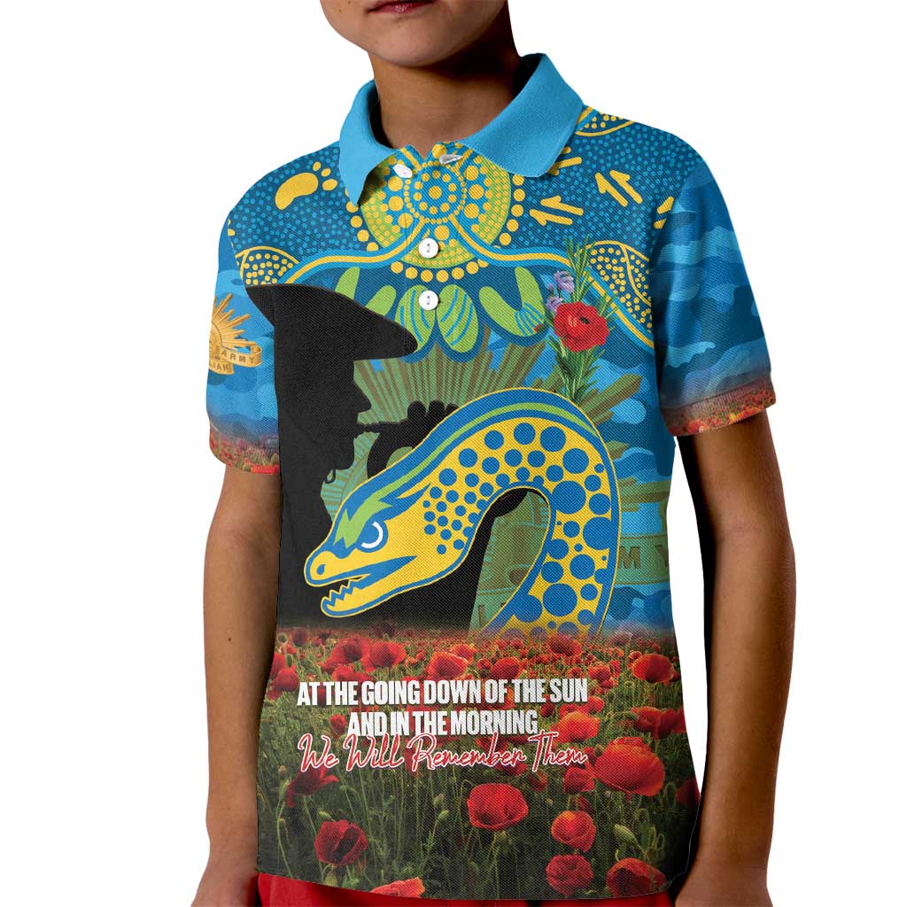 Personalised Parramatta Eels Rugby ANZAC Day Kid Polo Shirt Last Post Poppy We Will Remember Them