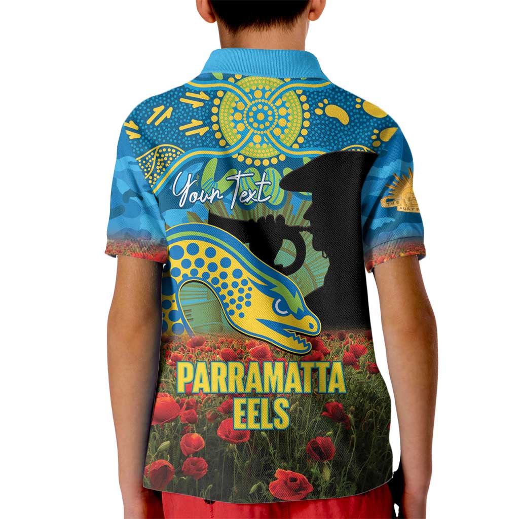 Personalised Parramatta Eels Rugby ANZAC Day Kid Polo Shirt Last Post Poppy We Will Remember Them