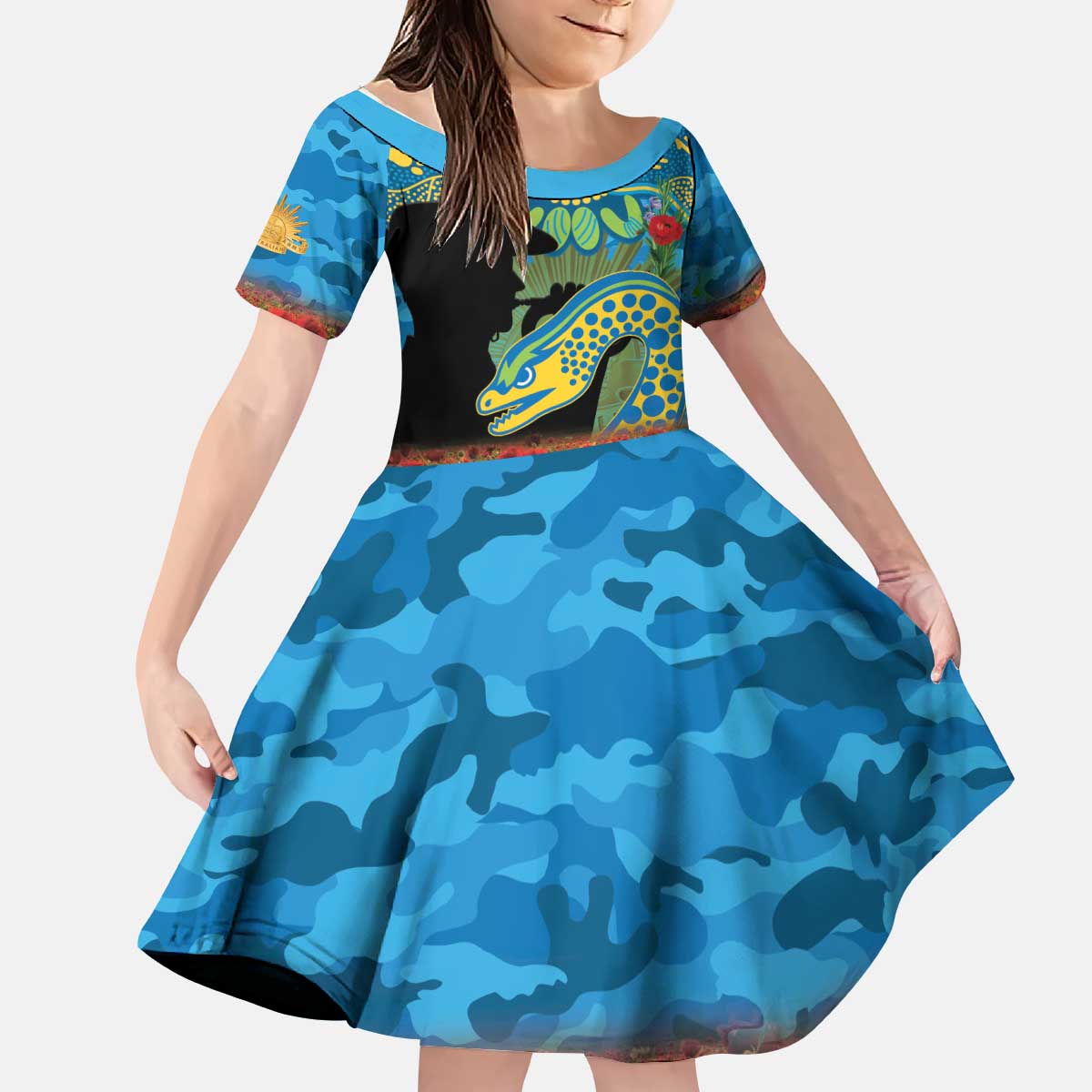 Personalised Parramatta Eels Rugby ANZAC Day Kid Short Sleeve Dress Last Post Poppy We Will Remember Them