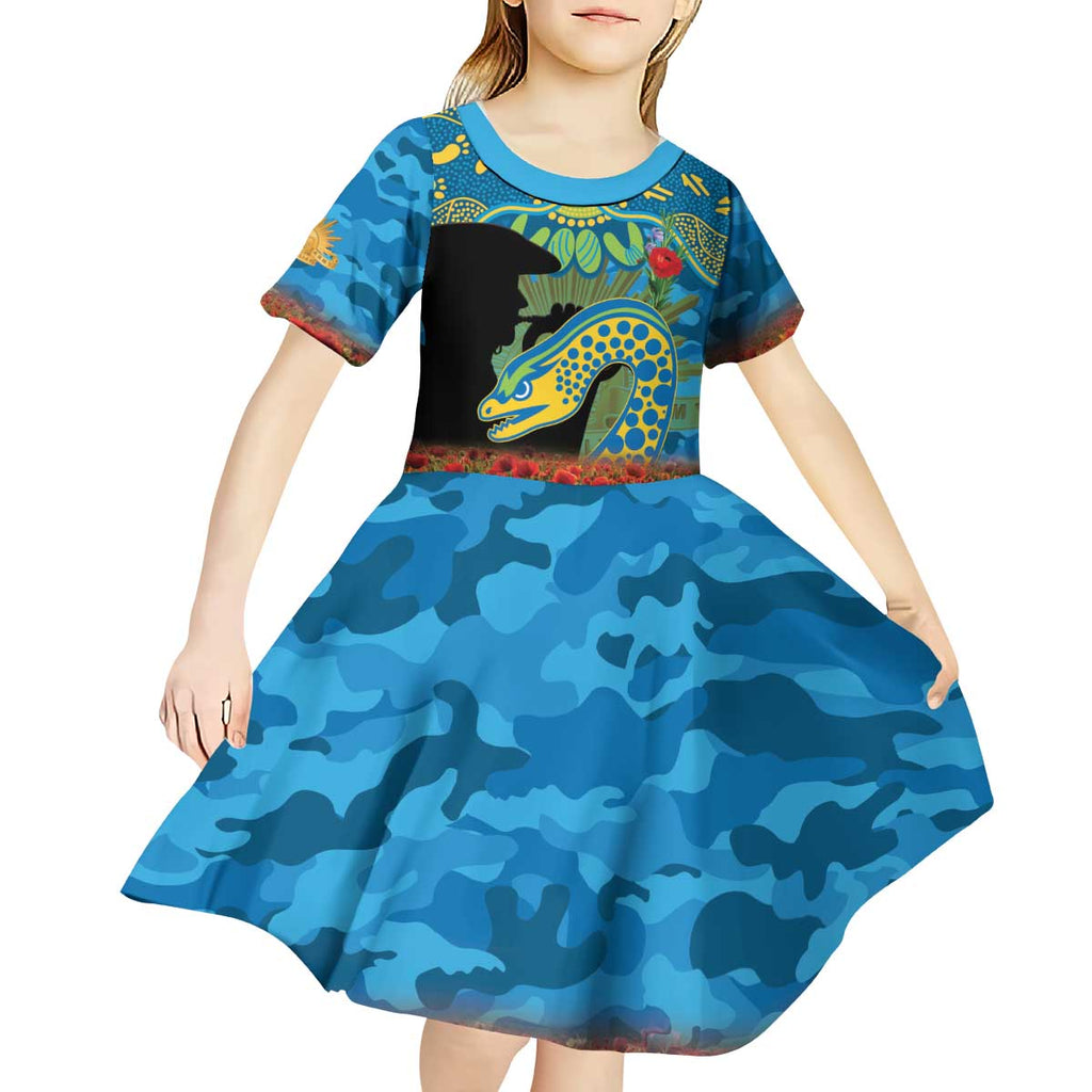 Personalised Parramatta Eels Rugby ANZAC Day Kid Short Sleeve Dress Last Post Poppy We Will Remember Them