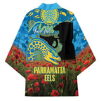 Personalised Parramatta Eels Rugby ANZAC Day Kimono Last Post Poppy We Will Remember Them