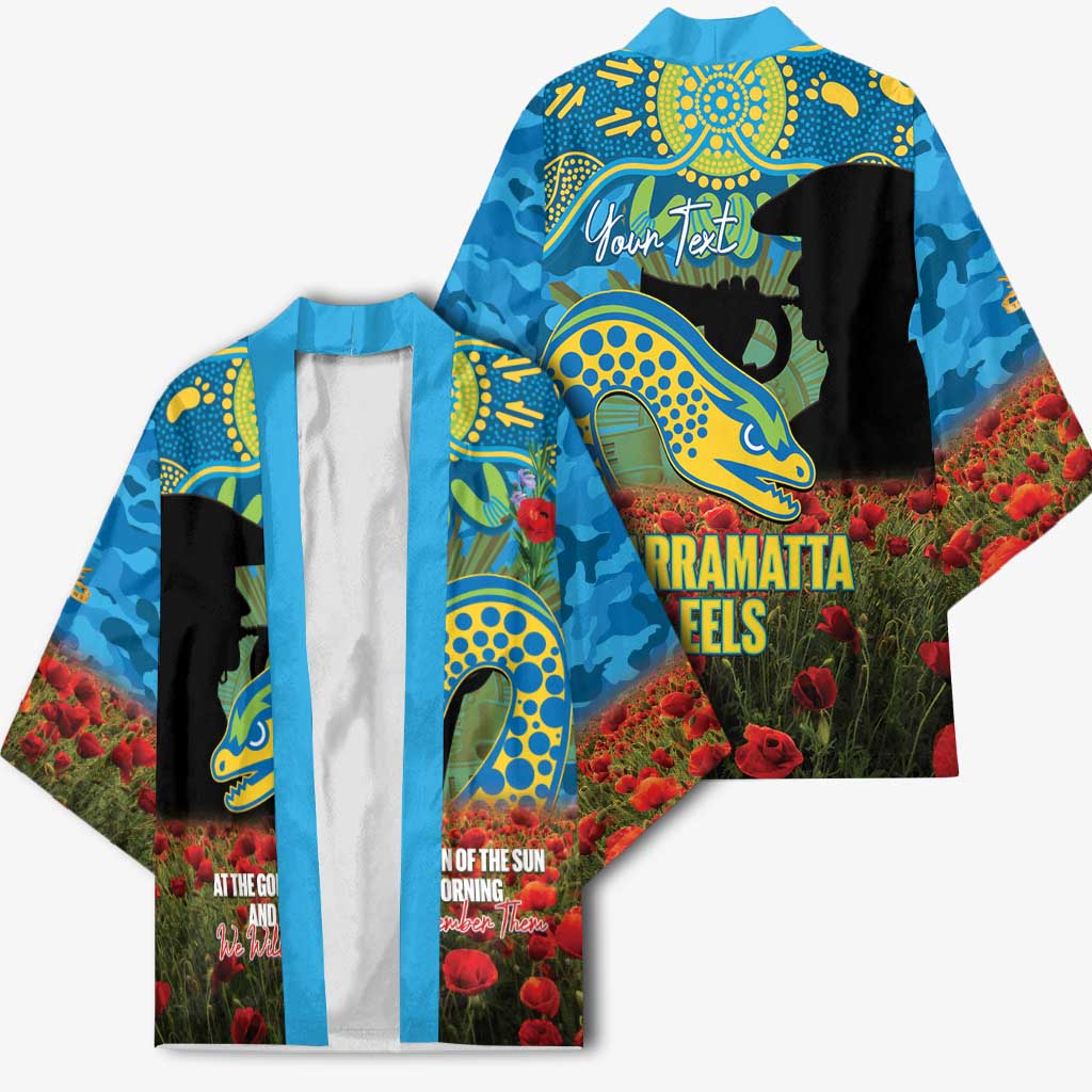Personalised Parramatta Eels Rugby ANZAC Day Kimono Last Post Poppy We Will Remember Them