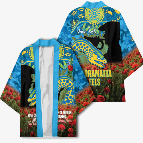 Personalised Parramatta Eels Rugby ANZAC Day Kimono Last Post Poppy We Will Remember Them