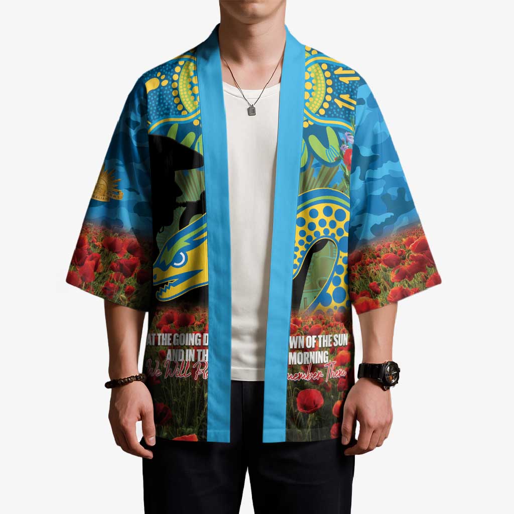 Personalised Parramatta Eels Rugby ANZAC Day Kimono Last Post Poppy We Will Remember Them