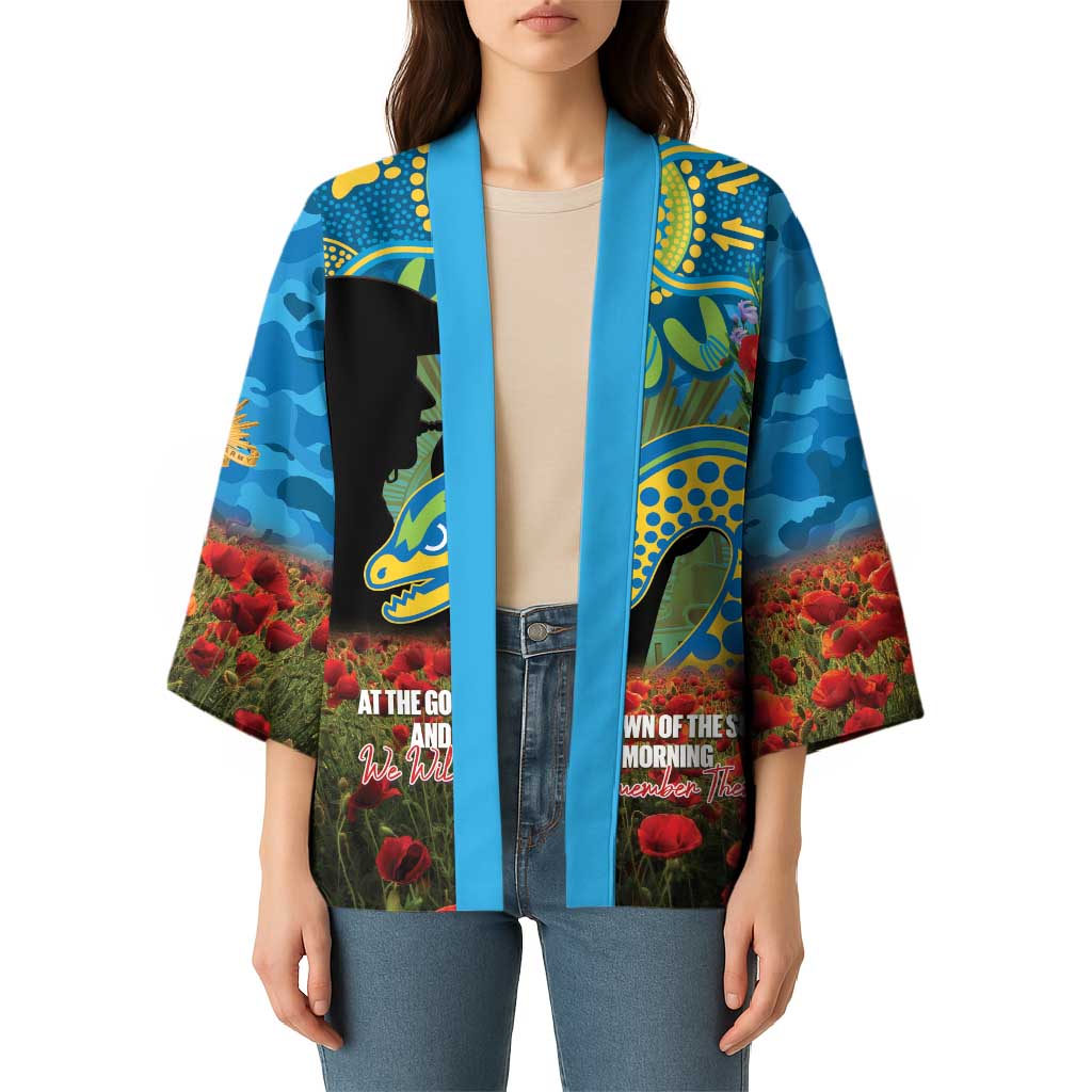 Personalised Parramatta Eels Rugby ANZAC Day Kimono Last Post Poppy We Will Remember Them