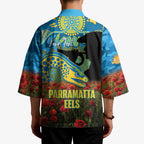 Personalised Parramatta Eels Rugby ANZAC Day Kimono Last Post Poppy We Will Remember Them