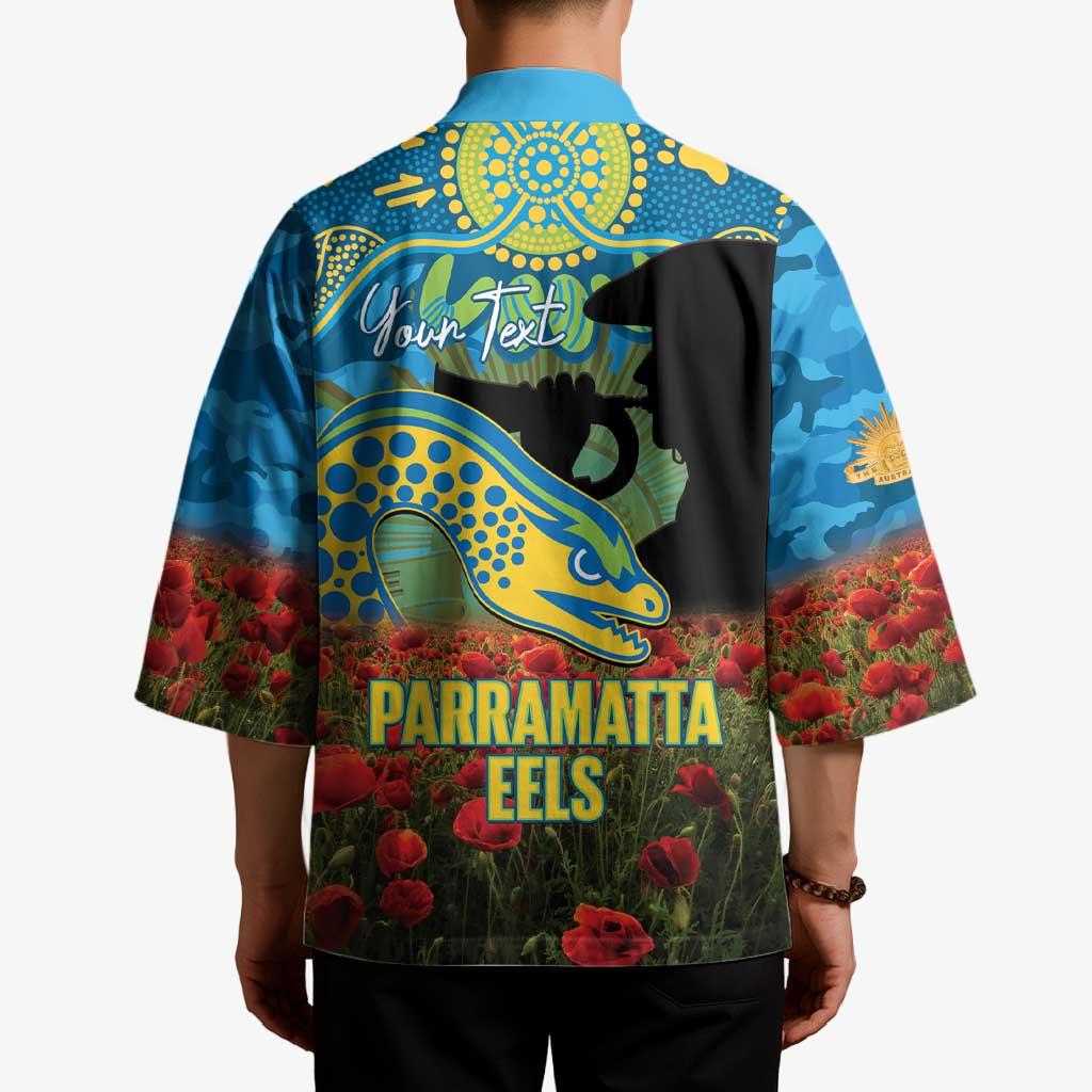 Personalised Parramatta Eels Rugby ANZAC Day Kimono Last Post Poppy We Will Remember Them