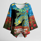 Personalised Parramatta Eels Rugby ANZAC Day Kimono Sleeve Blouse Last Post Poppy We Will Remember Them