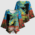 Personalised Parramatta Eels Rugby ANZAC Day Kimono Sleeve Blouse Last Post Poppy We Will Remember Them