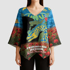 Personalised Parramatta Eels Rugby ANZAC Day Kimono Sleeve Blouse Last Post Poppy We Will Remember Them