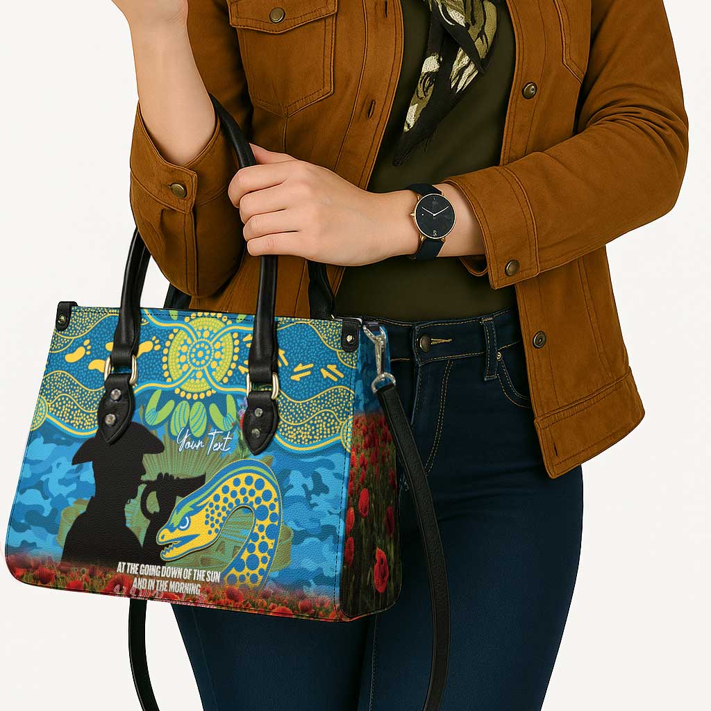 Personalised Parramatta Eels Rugby ANZAC Day Leather Bag Last Post Poppy We Will Remember Them