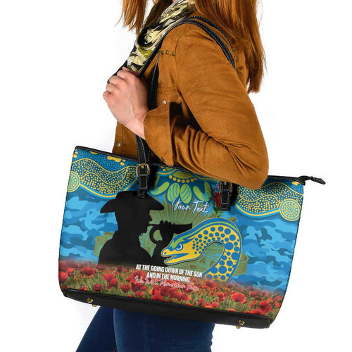 Personalised Parramatta Eels Rugby ANZAC Day Leather Tote Bag Last Post Poppy We Will Remember Them
