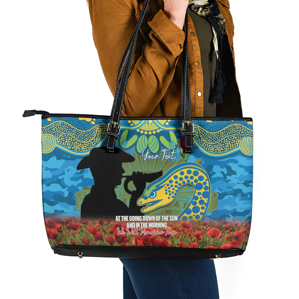 Personalised Parramatta Eels Rugby ANZAC Day Leather Tote Bag Last Post Poppy We Will Remember Them